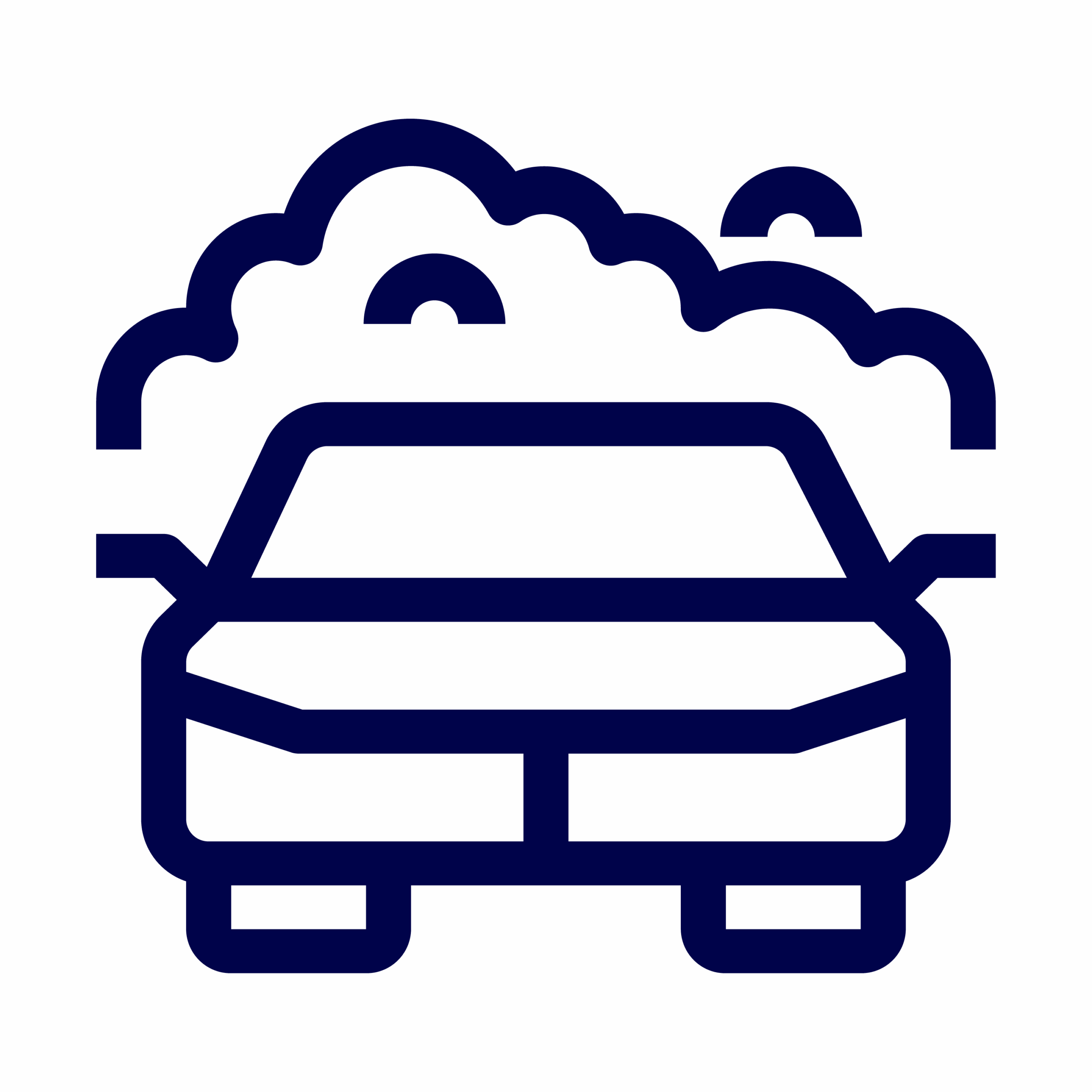 Auto-Icon mit Baum im Hintergrund, stilisiert in dunkelblauen Linien. Geeignet für Navigation oder Infografiken.